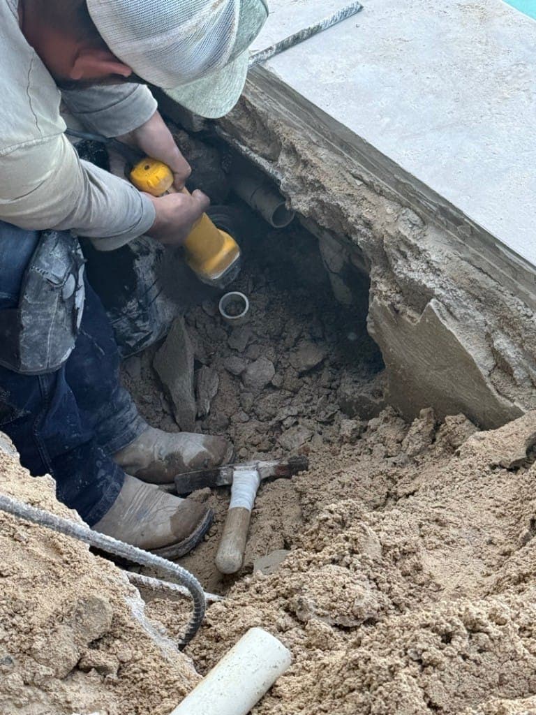 Failed PVC fitting removed during leak repair — Lakeway